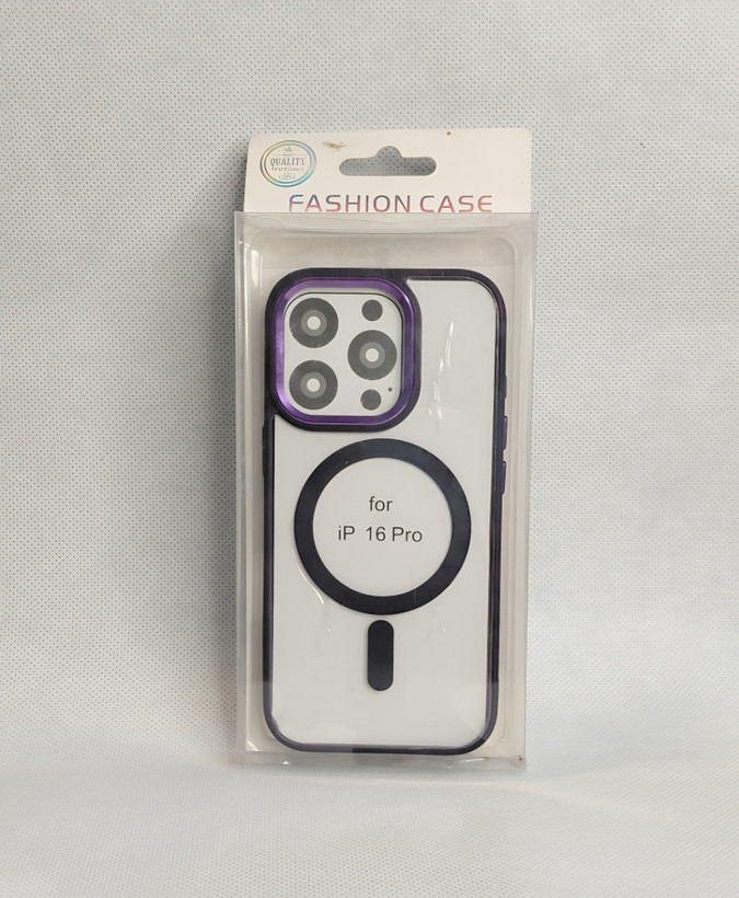 کاور ارجینال مگسیف دار مدل fashion case رنگ بنفش مناسب برای گوشی موبایل اپل iPhone 16 pro