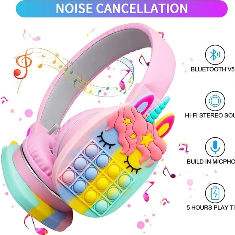 هدفون فانتزی برجسته طرح یونیکرون مدل AH-806H رنگ ابی