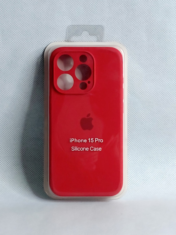 قاب سیلیکون ارجینال رنگ قرمز مناسب برای گوشی موبایل iPhone 15 pro