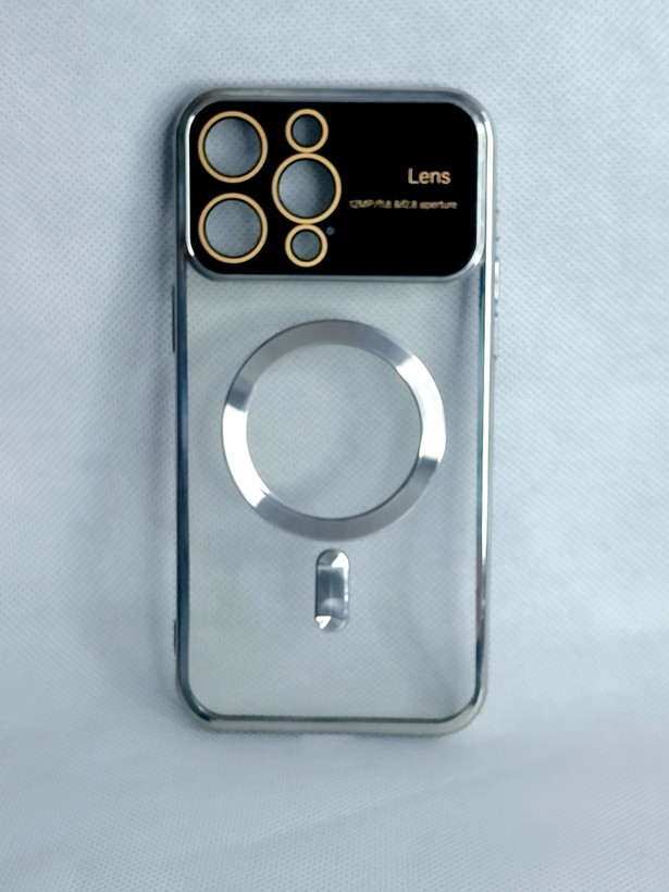 قاب مگسیف دار مدل magnetic رنگ نقره ای مناسب برای گوشی موبایل iPhone 15 pro max
