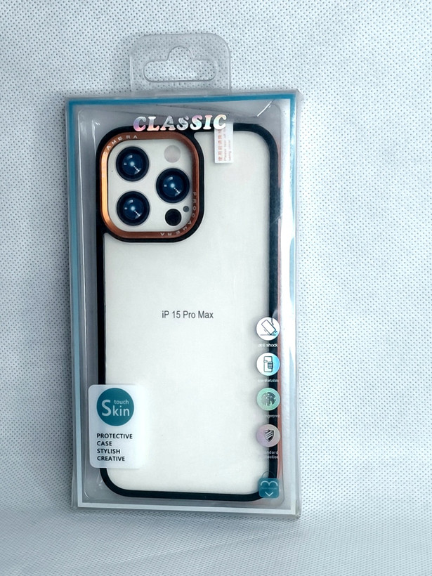 قاب شفاف کربنی مدل touch skinمناسب گوشی iPhone 15 pro max رنگ نارنجی