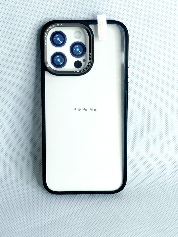 قاب شفاف کربنی مدل touch skinمناسب گوشی iPhone 15 pro max رنگ مشکی