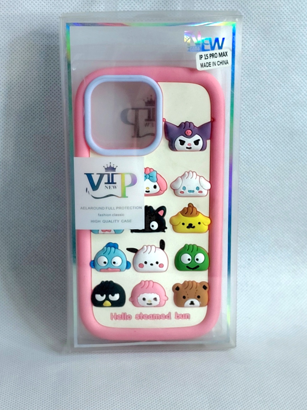قاب سیلیکونی ارجینال vip طرح دار برجستهiPhone 14 pro رنگ صورتی